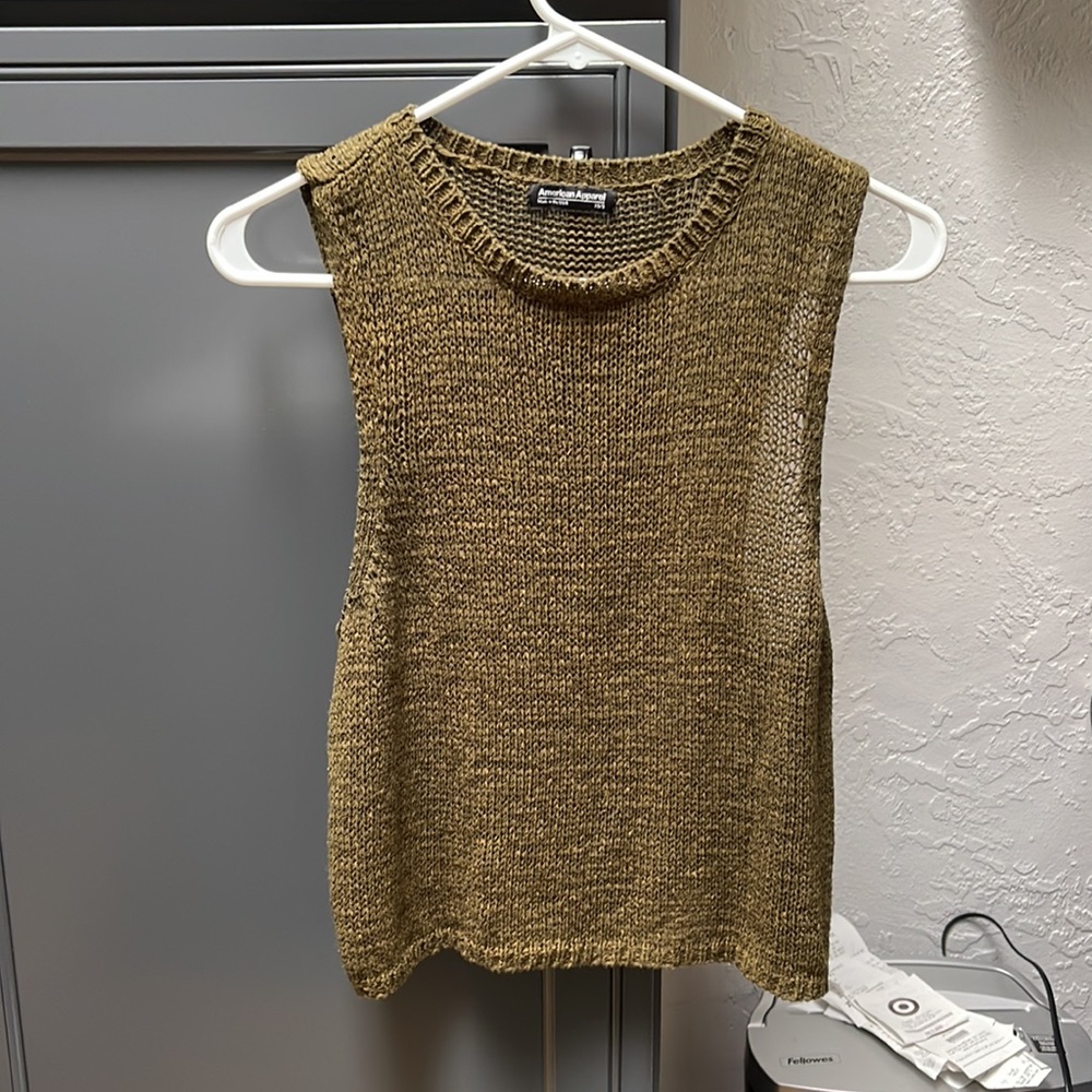 American apparel green cropped tank top